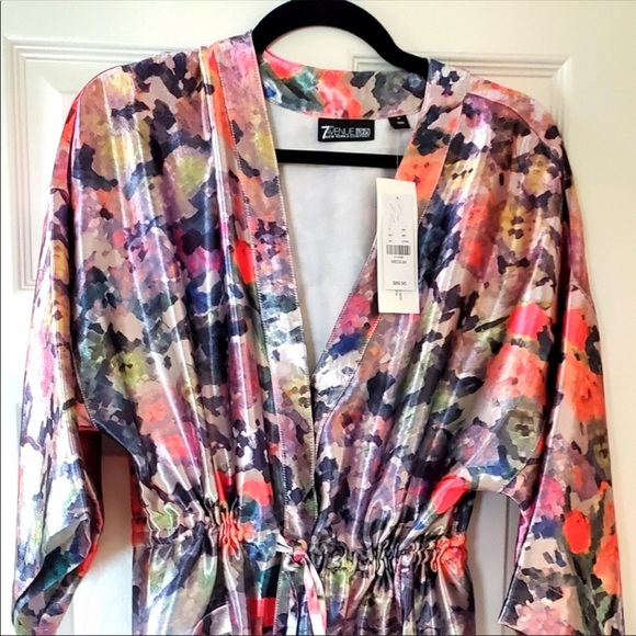 Abstract Floral Satin Duster with *Pockets*!! - Picture 2 of 11